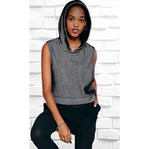 Urban Outfitters Silence + Noise XS Cropped Boxy Hooded Tank Top • Pullover NWT